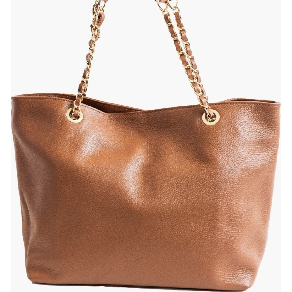🆕️ Chain Trim Leather Tote Bag